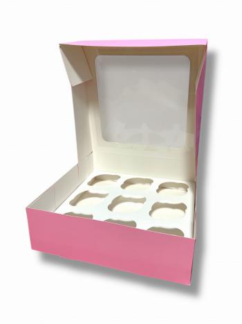 Pude�ko na muffinki (na 9 sztuk) r�owe - Podk�ady Cukiernicze Julita