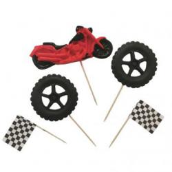 Figurki cukrowe motor, opony, chor�giewki, zestaw czerw...