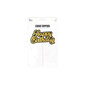 Topper Happy Birthday z�oto-czarny - PartyPal