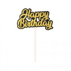 Topper Happy Birthday z�oto-czarny - PartyPal