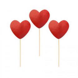 Toppery pikery serca, czerwone (zestaw 6 szt.) - PartyP...