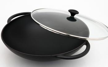 Wok eliwny emaliowany z pokrywk ø 37 cm czarny - Chasseur