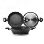 Patelnia g��boka z dwoma uchwytami  z kamienn� pow�ok� ...