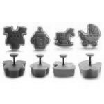 Foremki do wycinania ciasteczek z t�oczkiem zestaw (4 s...