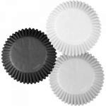 Papilotki do muffin�w bia�e, czarne i srebrne  (75 sztu...