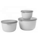 Zestaw wysokich misek z pokrywkami (3 sztuki), �ososiow...