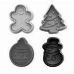 Foremki do wycinania ciasteczek z t�oczkiem zestaw (4 s...