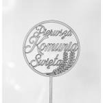 Topper ze sklejki Pierwsza Komunia �wi�ta z k�osami (�r...