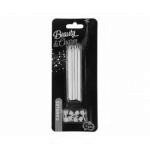 �wieczki z podstawkami, srebrne 10 cm (8 szt.) - Godan