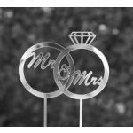 Topper z plexi obrczki Mr & Mrs, zoty (12 cm) - Mill ...