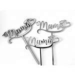 Mini topper z plexi Mama, napis z serduszkiem, z�oty - ...