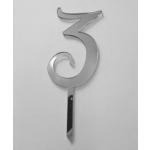 Topper z plexi cyfra 3, z�oty (wysoko��: 10 cm)  - Mill...