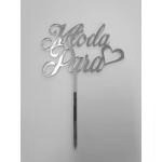 Topper z plexi napis M�oda Para z sercem, z�oty - Mill ...