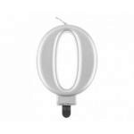 �wieczka na tort „0” srebrna metaliczna - G...