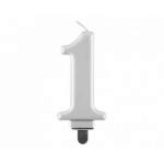 �wieczka na tort „1” srebrna metaliczna - G...