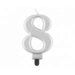 �wieczka na tort „8” srebrna metaliczna - G...