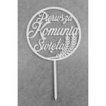 Topper z pleksy Pierwsza Komunia �wi�ta z k�osami, bia�...