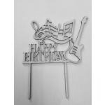 Topper ze sklejki Happy Birthday gitara i nuty - Mill A...