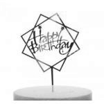 Topper akrylowy Happy Birthday, kwadraty (10.5 cm), z�o...