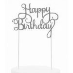 Topper papierowy na tort happy birthday, z�oty brokat -...