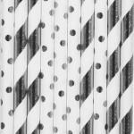 S�omki papierowe, z�ote paski i kropki (10 szt.) - CL