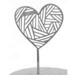 Topper akrylowy serce kreski, z�oty - CL