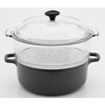 Garnek �eliwny emaliowany z naczyniem do gotowania na p...